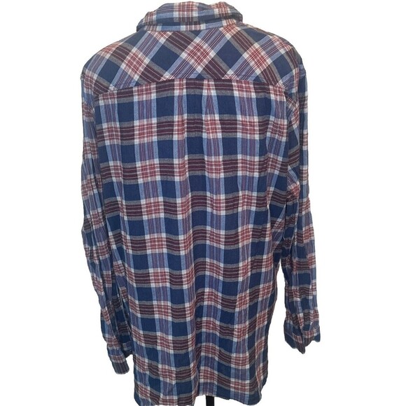 Women’s Eddie Bauer BLUE RED Plaid Button Up Long Sleeve Top Cotton Rayon Sz 2XL - Picture 4 of 9